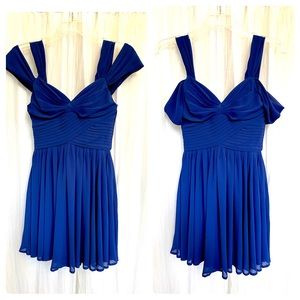 Lulus size extra small royal blue organza pleated bodice off shoulder dress